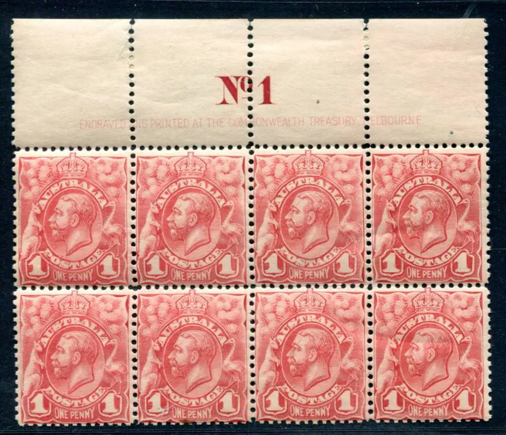 1913-14 1d Engraved 1d rose-red, Plate 1 imprint ... Image 1++