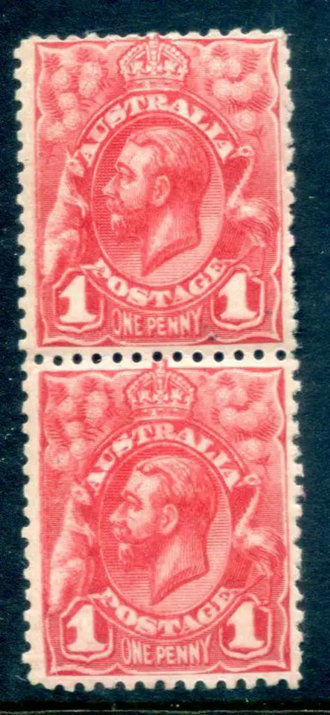 1913-14 1d Engraved 1d bright scarlet vert pair ... Image 1++
