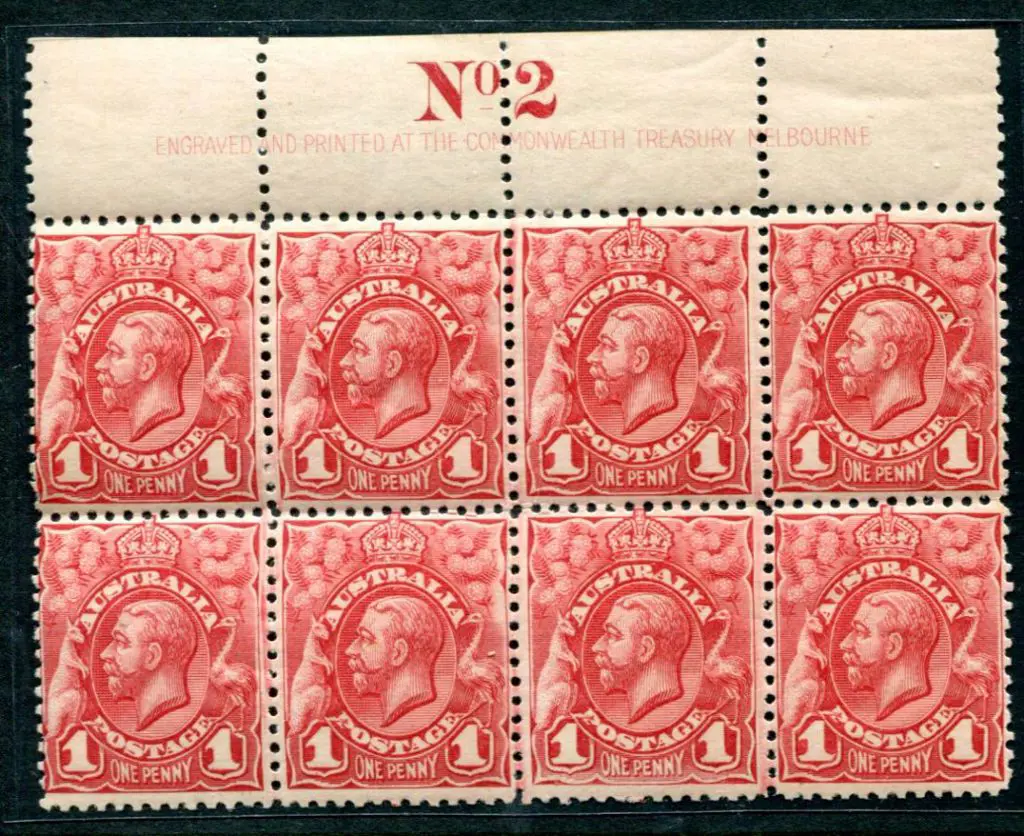 1913-14 1d Engraved 1d bright scarlet, Plate 2 ... Image 1++