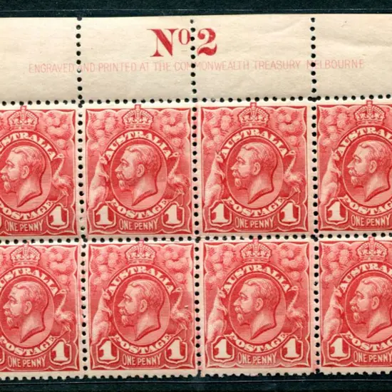 1913-14 1d Engraved 1d bright scarlet, Plate 2 ...