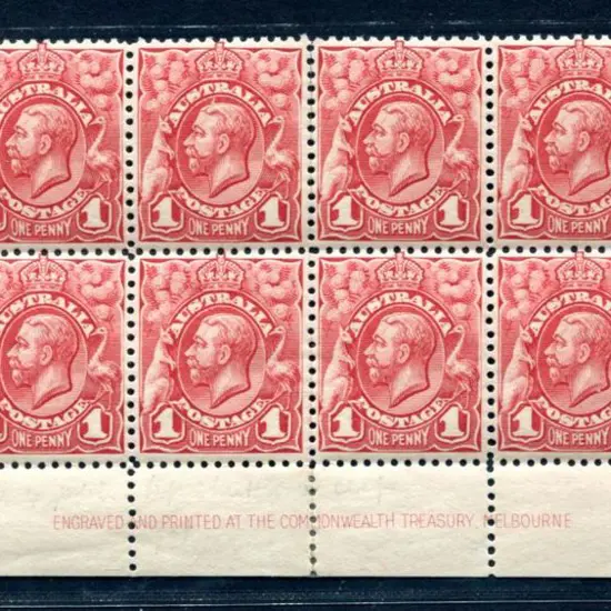 1913-14 1d Engraved 1d bright scarlet, Plate 4 ...
