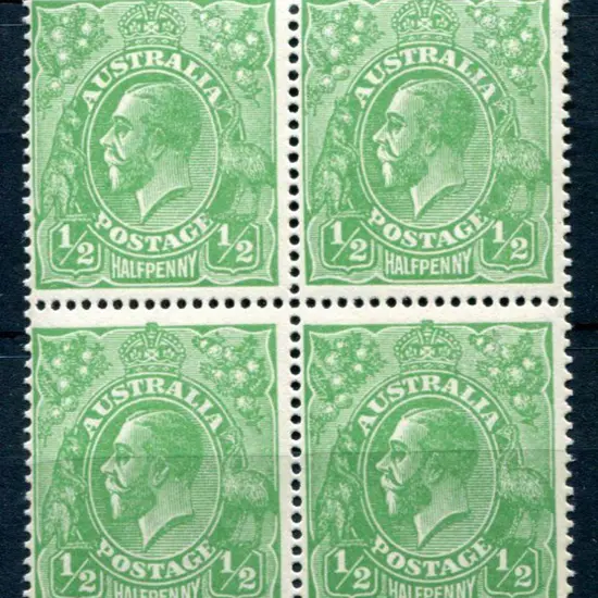 1914-20 Single watermark ½d emerald with inverted ...