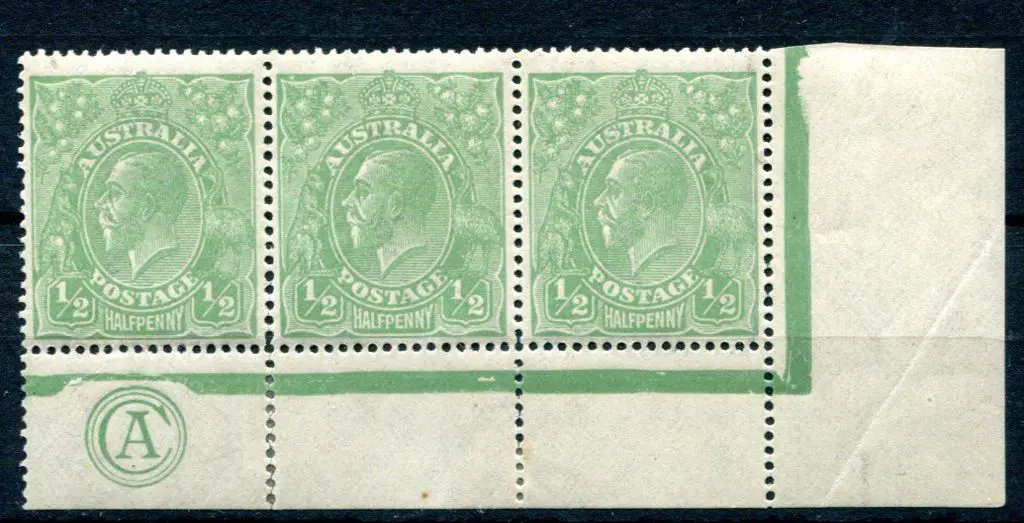 1914-20 Single watermark ½d green, electro 4 in ... Image 1++