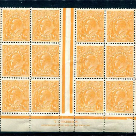 1914-20 Single watermark ½d orange, electro 6 ...