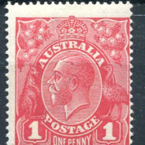 1914-20 Single watermark 1d carmine-red with ...