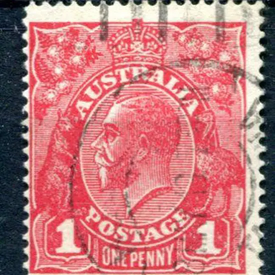 1914-20 Single watermark 1d carmine-red with ...