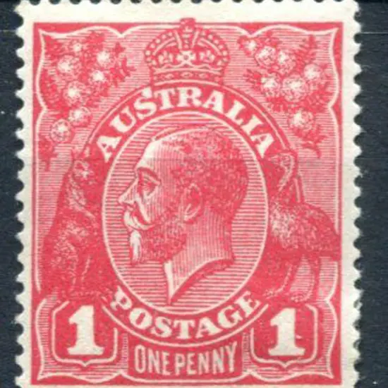 1914-20 Single watermark 1d carmine-red with ...