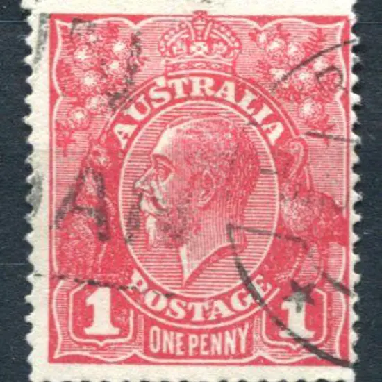 1914-20 Single watermark 1d carmine-red with ...