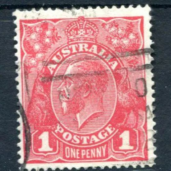 1914-20 Single watermark 1d carmine-red with ...