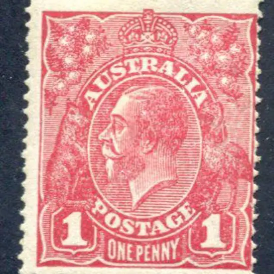 1914-20 Single watermark 1d carmine-rose on rough ...
