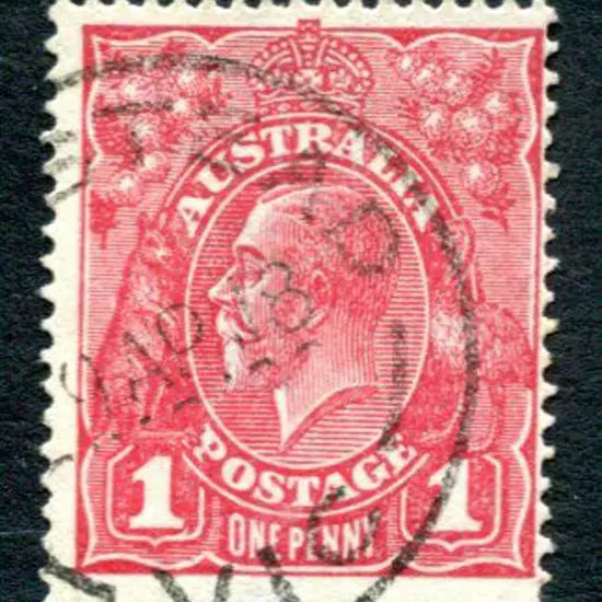 1914-20 Single watermark 1d damson (G70½) on rough ...
