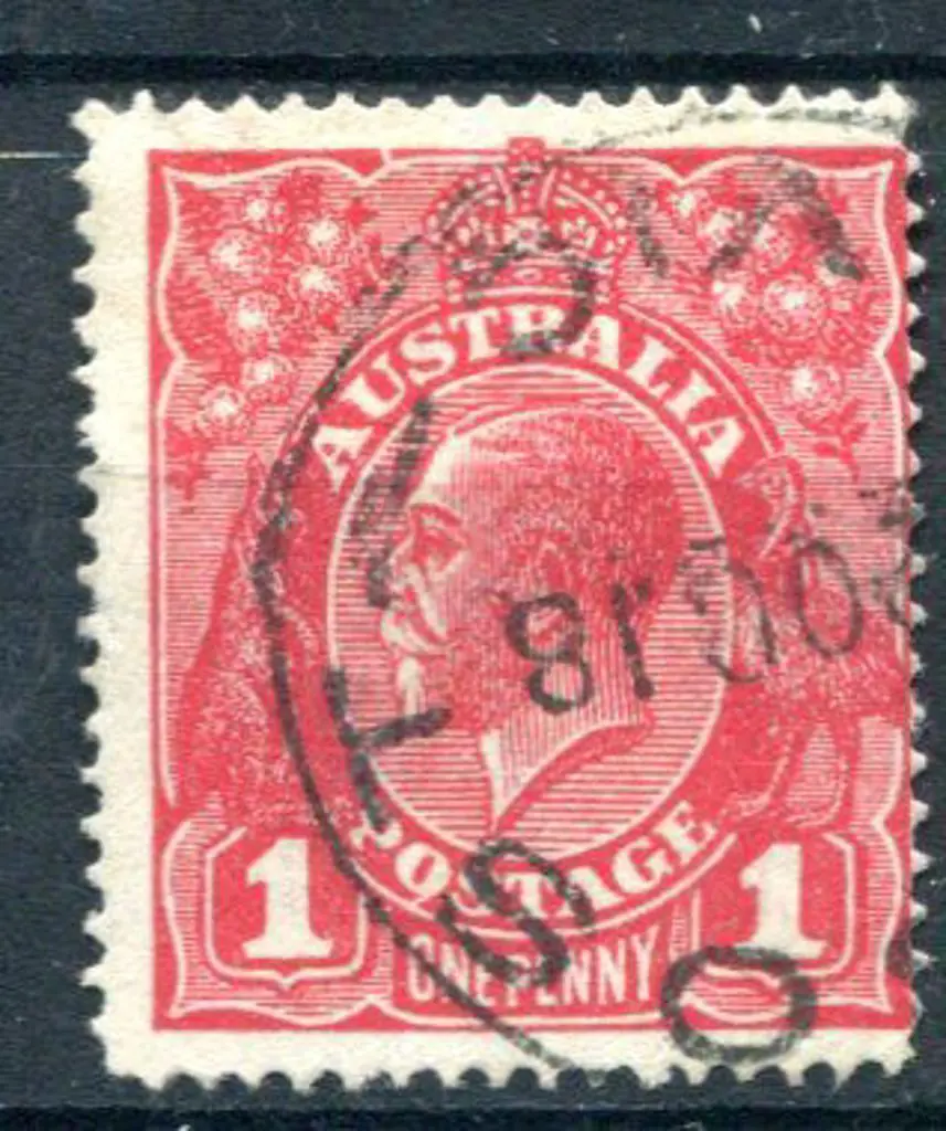 1914-20 Single watermark 1d deep-red with "break ... Image 1++