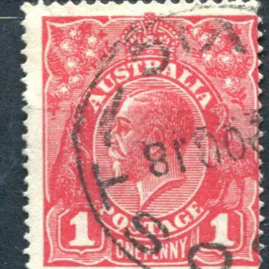 1914-20 Single watermark 1d deep-red with "break ...