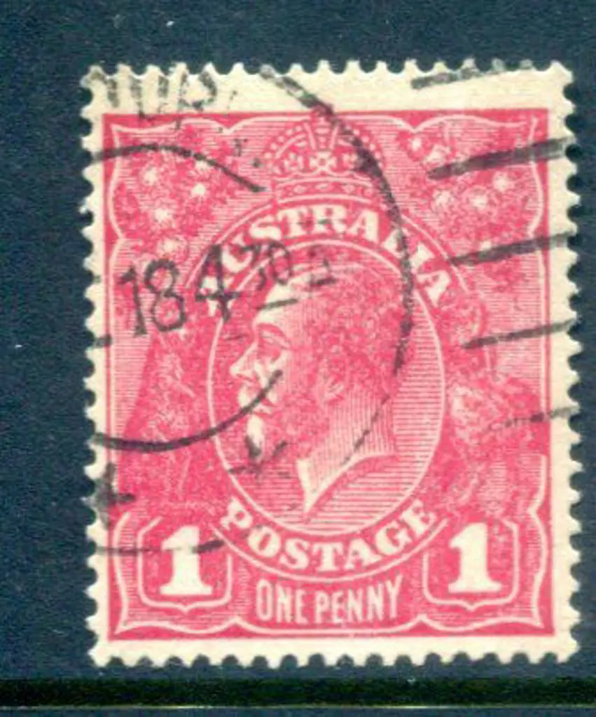 1914-20 Single watermark 1d plum (G71) on rough ... Image 1++