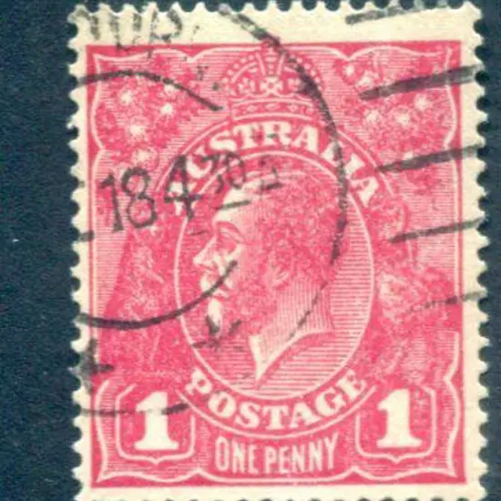 1914-20 Single watermark 1d plum (G71) on rough ...