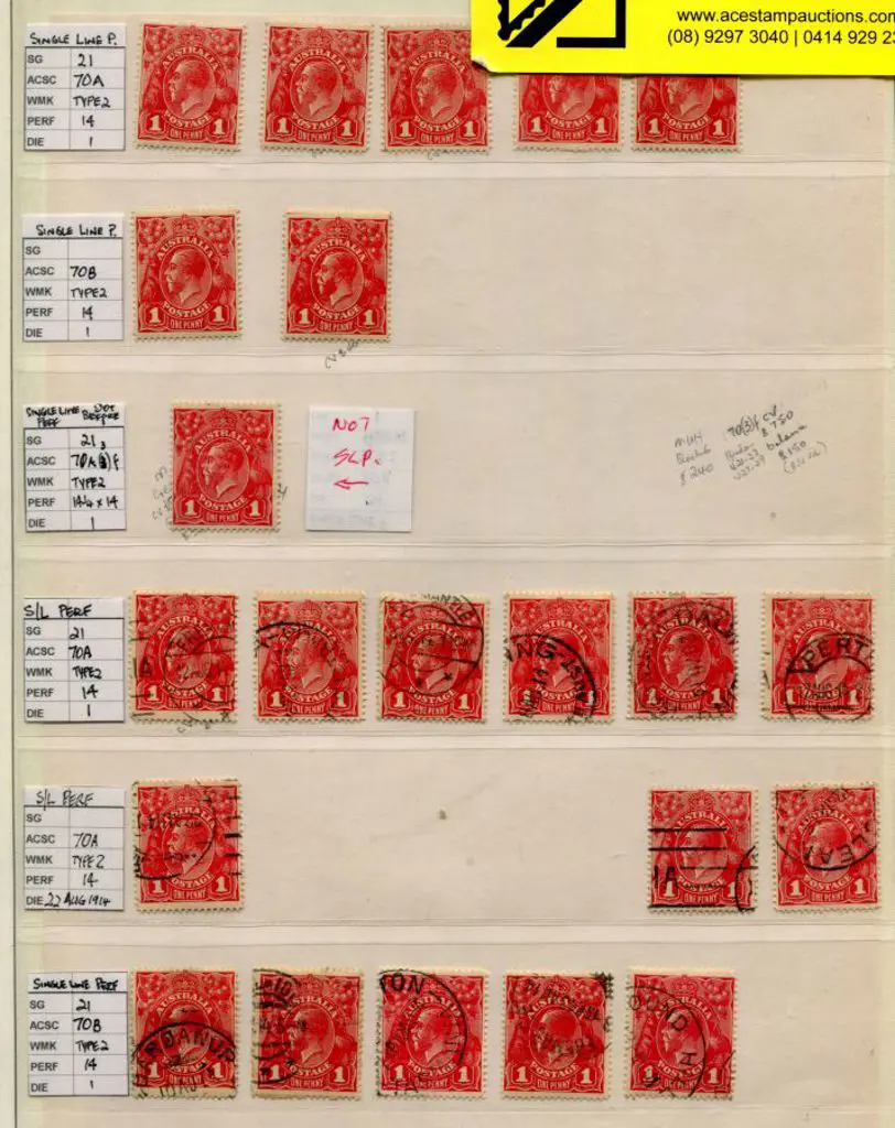 1914-20 Single watermark 1d range of shades on ... Image 1++