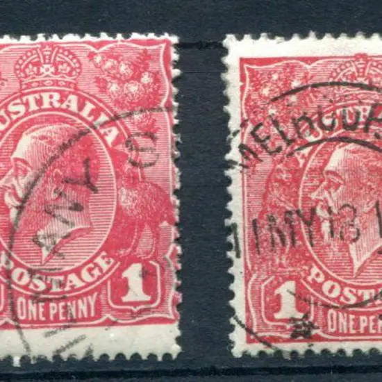 1914-20 Single watermark 1d red, Die II ...