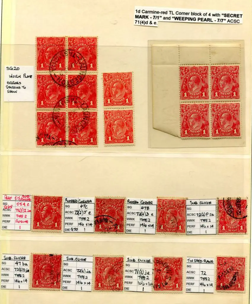 1914-20 Single watermark 1d red selection with MLH ... Image 1++