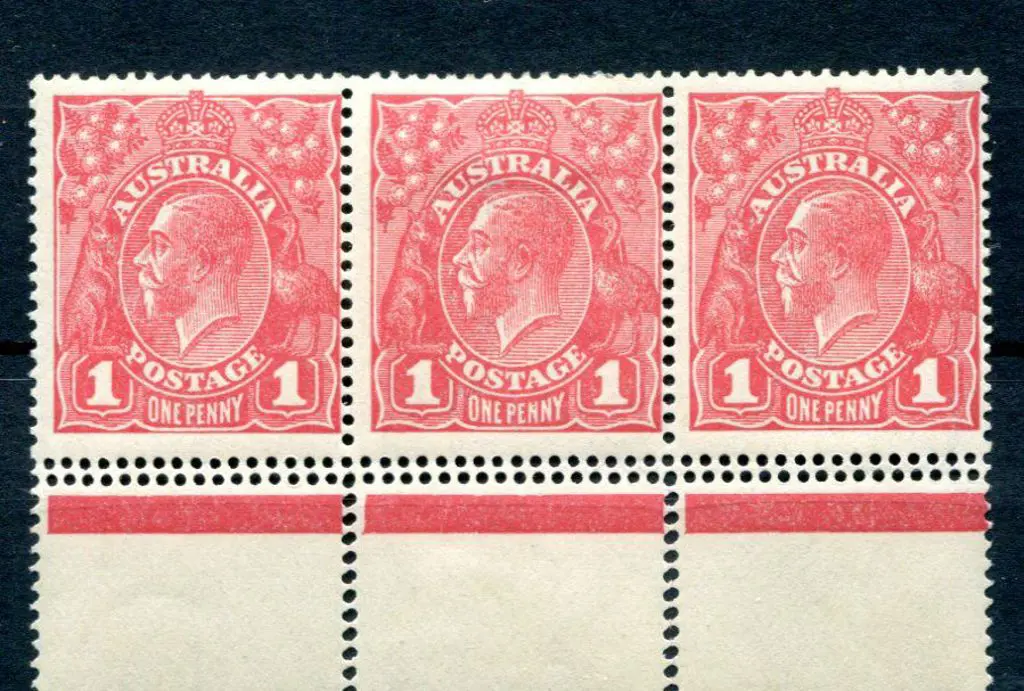 1914-20 Single watermark 1d reddish-pink bottom ... Image 1++