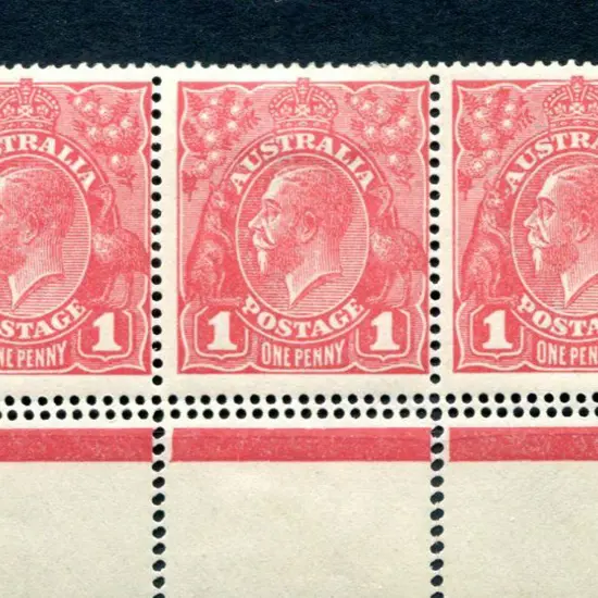1914-20 Single watermark 1d reddish-pink bottom ...