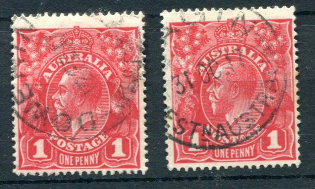1914-20 Single watermark 1d scarlet-aniline x 2 ... Image 1++