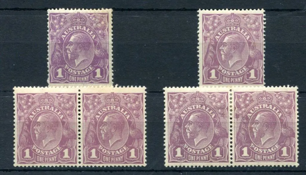 1914-20 Single watermark 1d violet shades on ... Image 1++