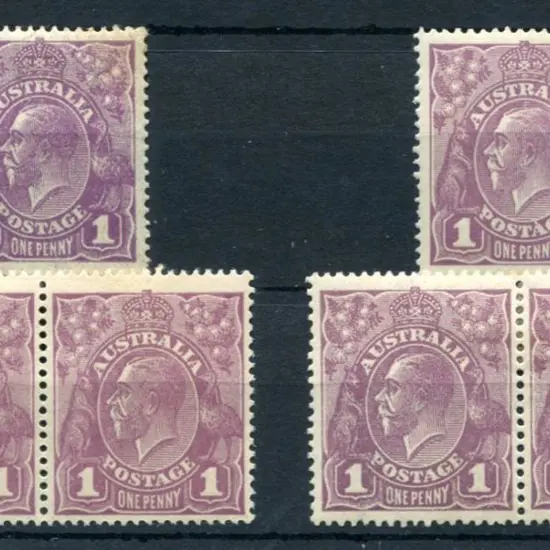 1914-20 Single watermark 1d violet shades on ...