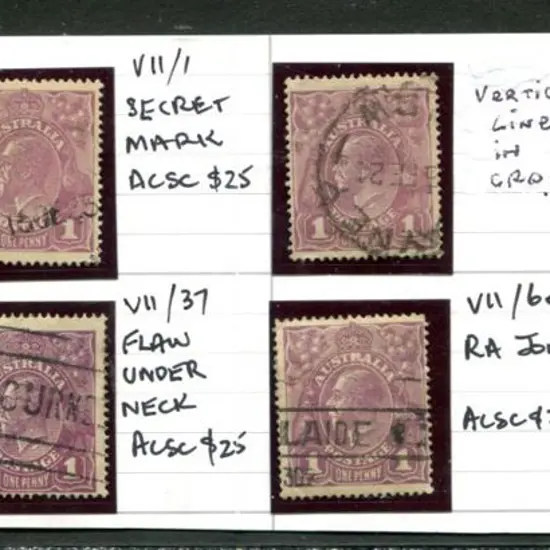 1914-20 Single watermark 1d violet used group of ...