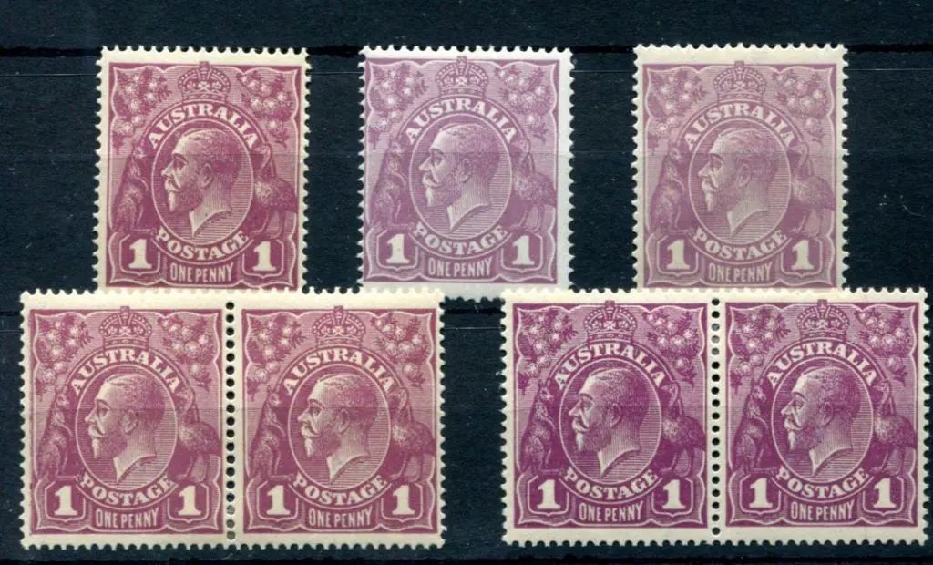 1914-20 Single watermark 1d violet. Range of ... Image 1++