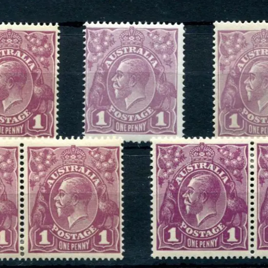 1914-20 Single watermark 1d violet. Range of ...