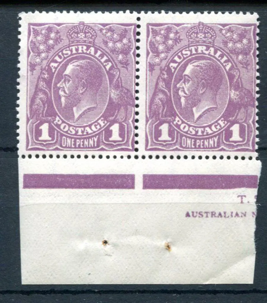 1914-20 Single watermark 1d purple plate 4 imprint ... Image 1++