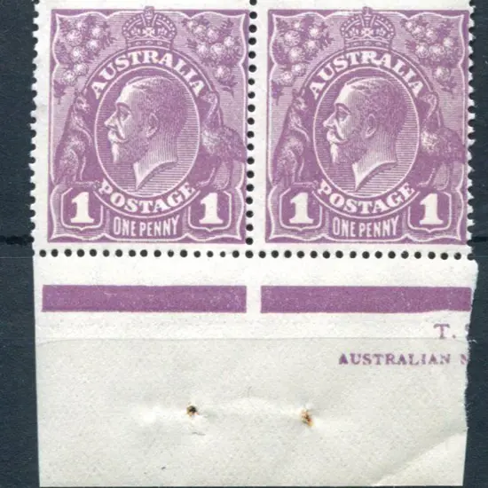 1914-20 Single watermark 1d purple plate 4 imprint ...