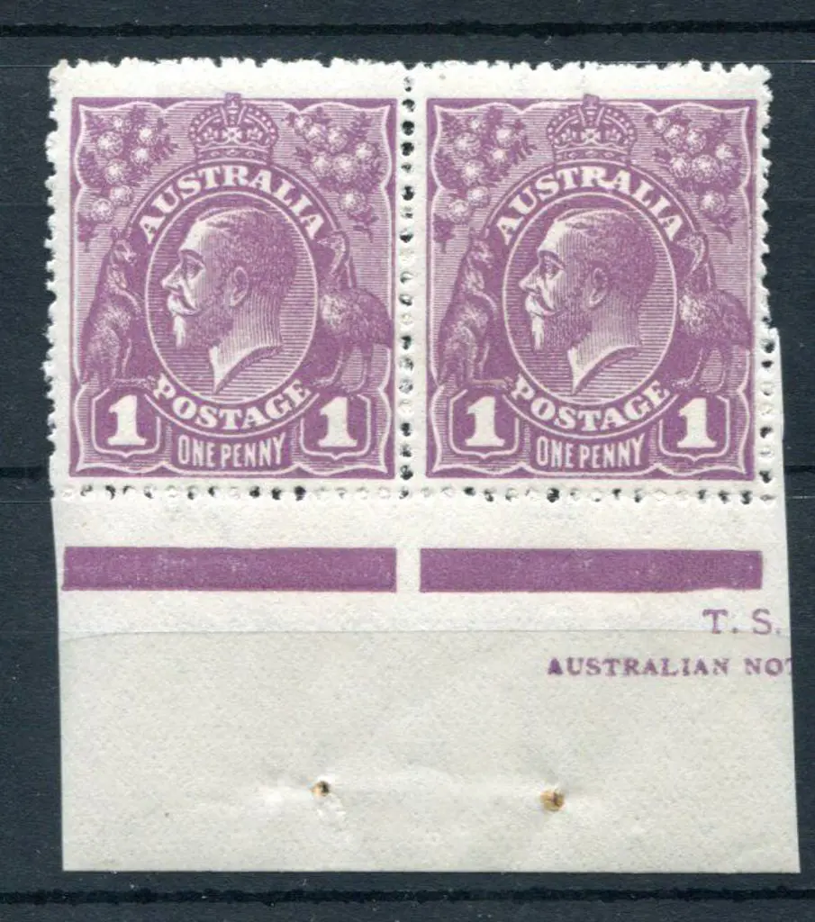1914-20 Single watermark 1d purple plate 4 imprint ... Image 1++