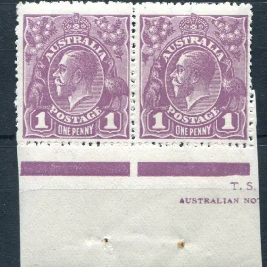 1914-20 Single watermark 1d purple plate 4 imprint ...