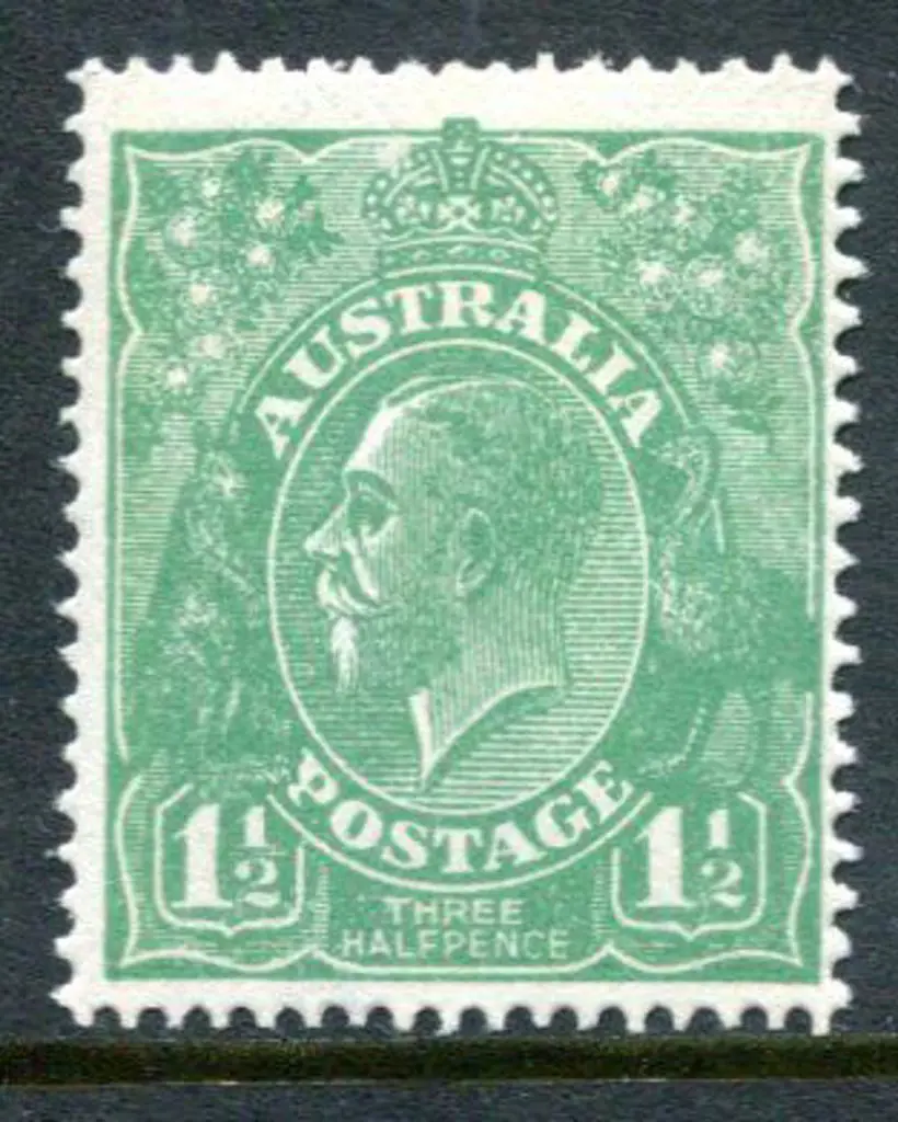 1914-20 Single watermark 1½d green with coarse ... Image 1++