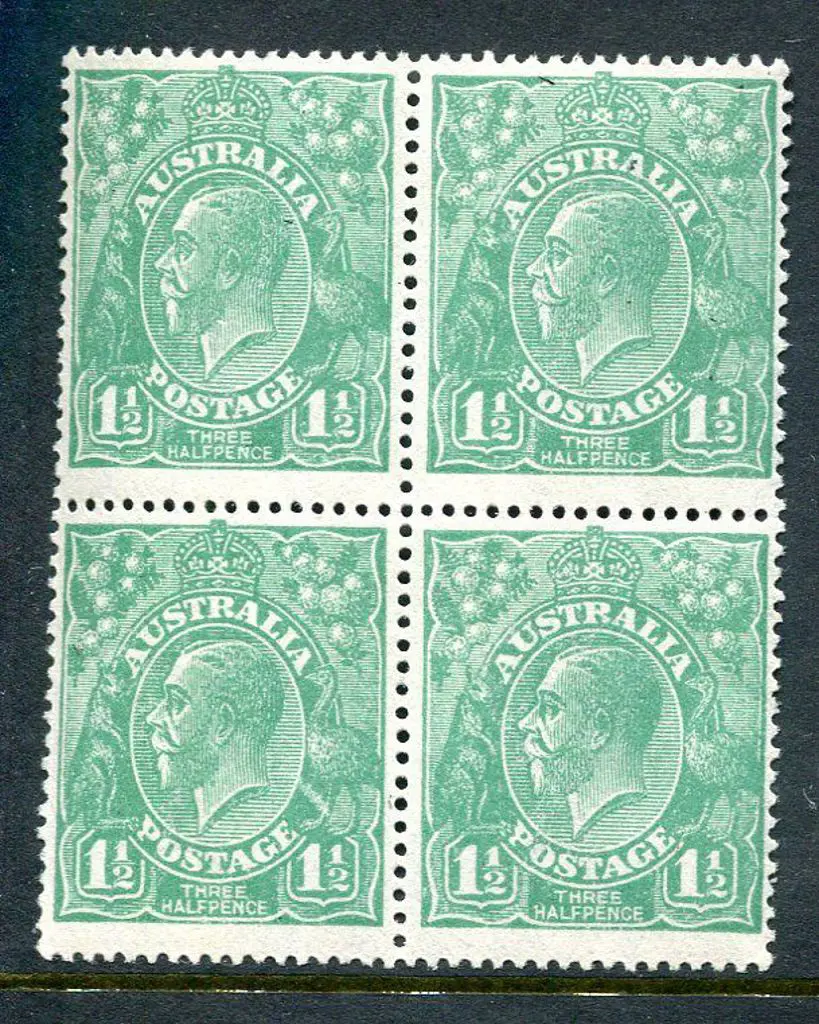 1914-20 Single watermark 1½d blue-green with ... Image 1++