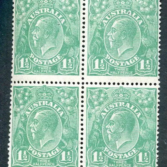 1914-20 Single watermark 1½d blue-green with ...