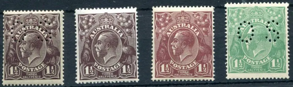1914-20 Single watermark 1½d group with 1½d ... Image 1++
