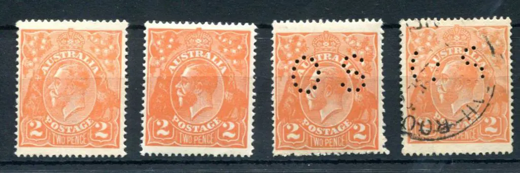 1914-20 Single watermark 2d orange shades x 2 MUH ... Image 1++