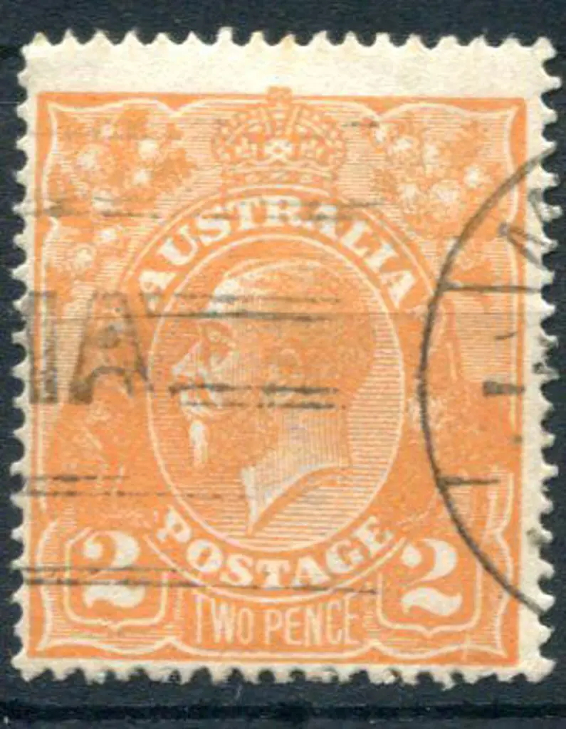 1914-20 Single watermark 2d orange with "cracked ... Image 1++