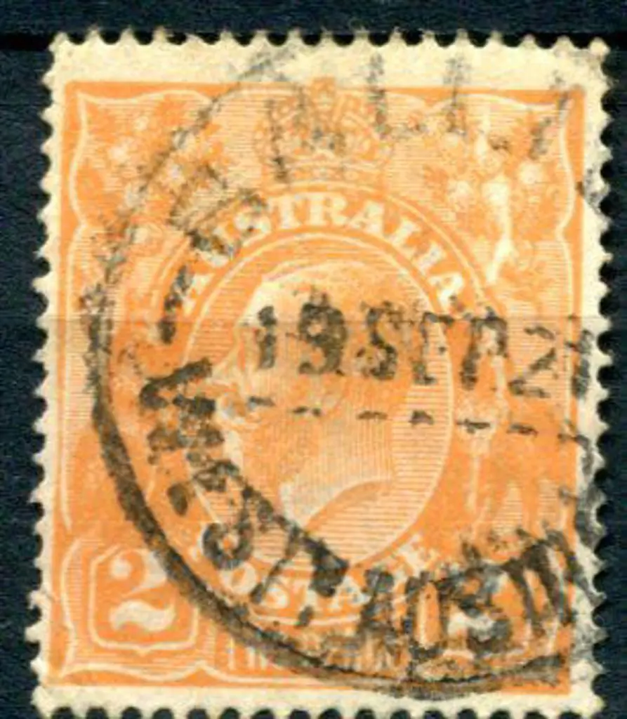 1914-20 Single watermark 2d orange with "cracked ... Image 1++