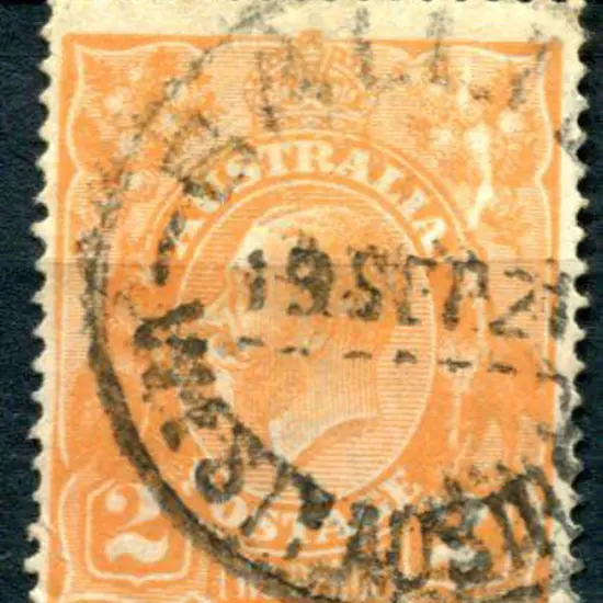1914-20 Single watermark 2d orange with "cracked ...