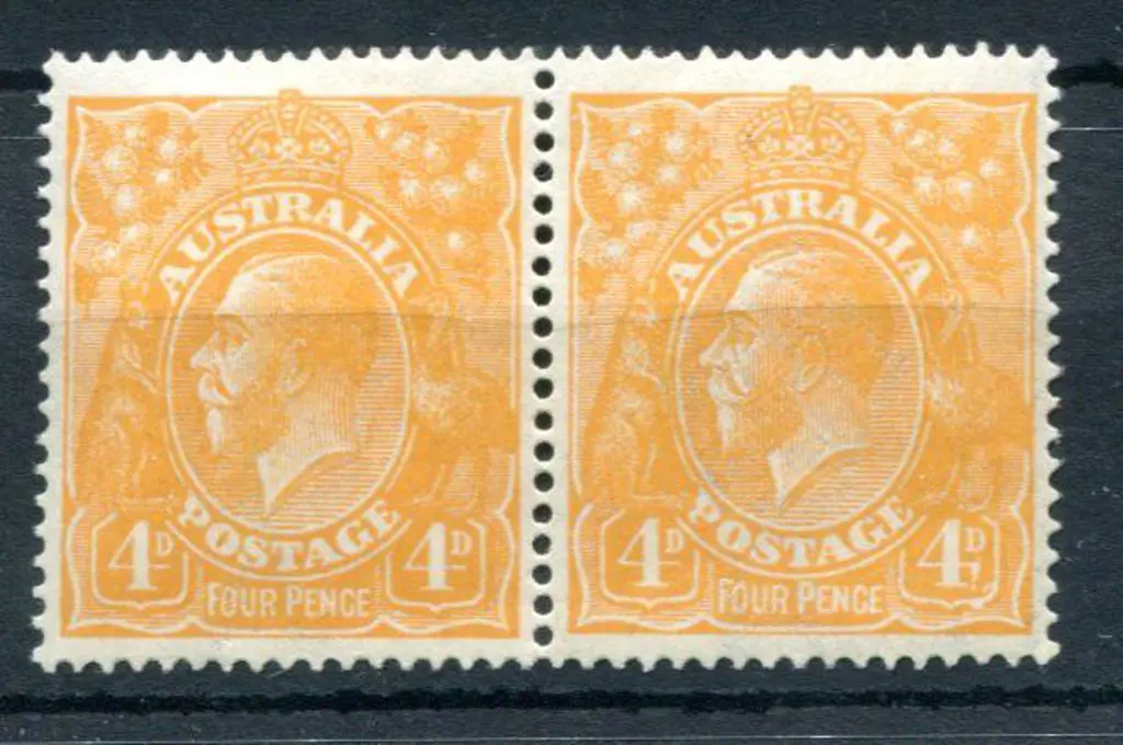 1914-20 Single watermark 4d yellow-orange aniline ... Image 1++