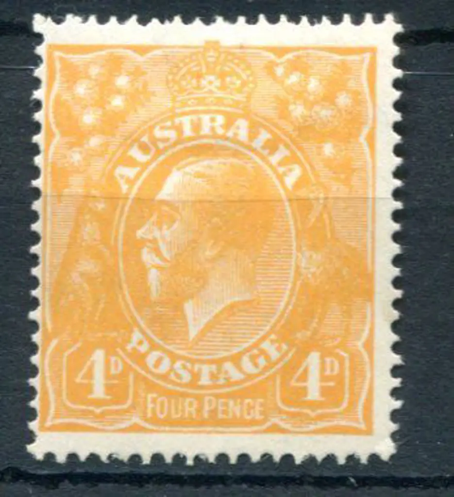 1914-20 Single watermark 4d yellow-orange aniline ... Image 1++
