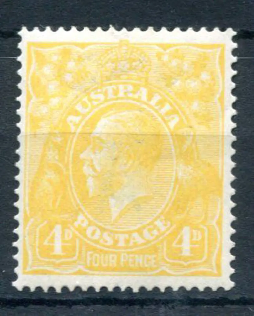 1914-20 Single watermark 4d lemon-yellow. MLH with ... Image 1++