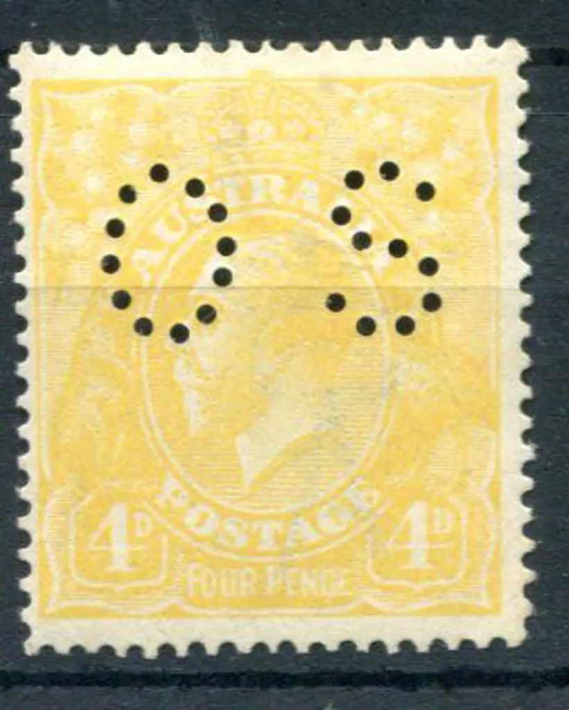 1914-20 Single watermark 4d lemon-yellow perfined ... Image 1++