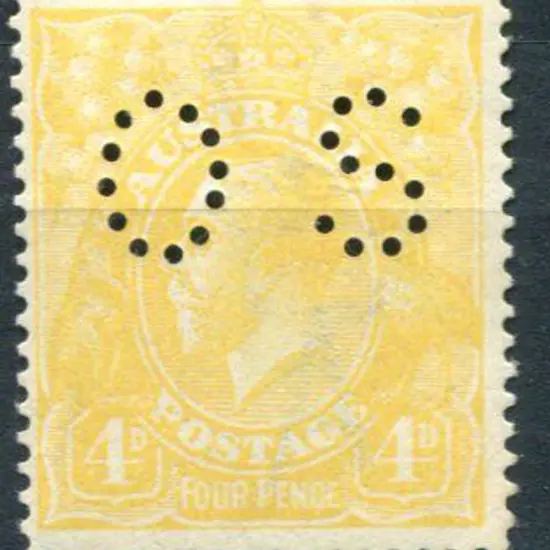 1914-20 Single watermark 4d lemon-yellow perfined ...