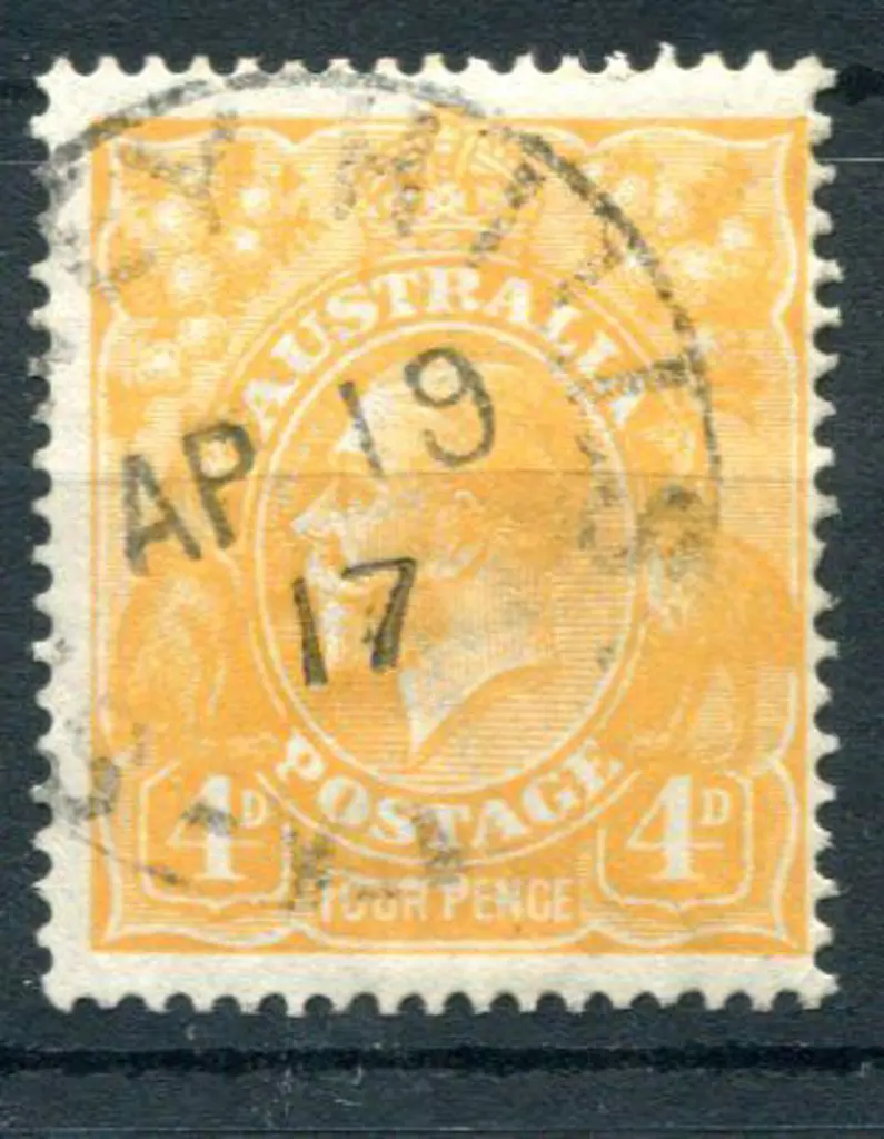1914-20 Single watermark 4d orange with "line ... Image 1++