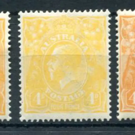 1914-20 Single watermark 4d orange with 5 ...