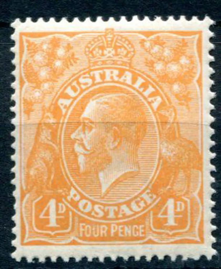 1914-20 Single watermark 4d orange with wmk ... Image 1++